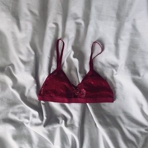 Red Lace Up Bralette